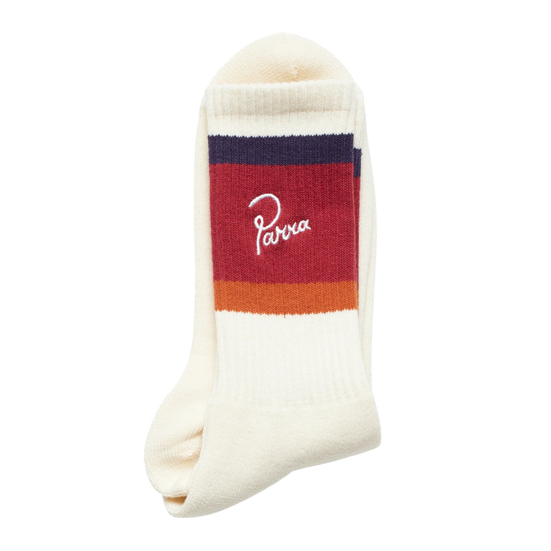 by parra 50255 script logo crew socks off white
