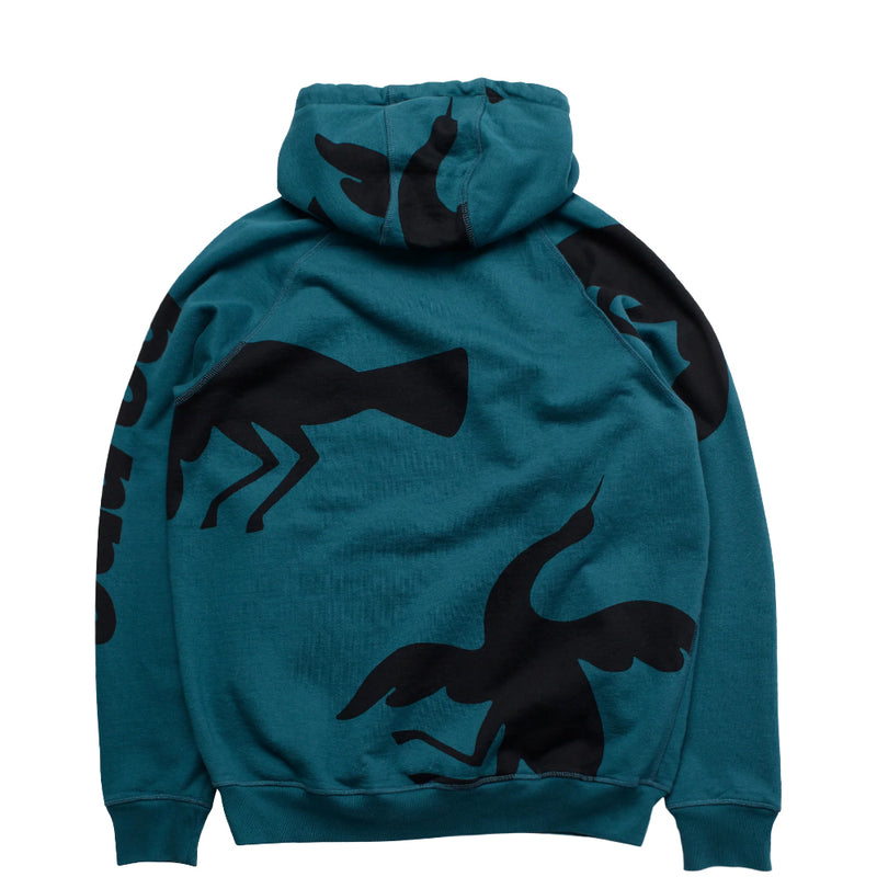 by parra 50415 clipped wings hooded sweatshirt deep sea green