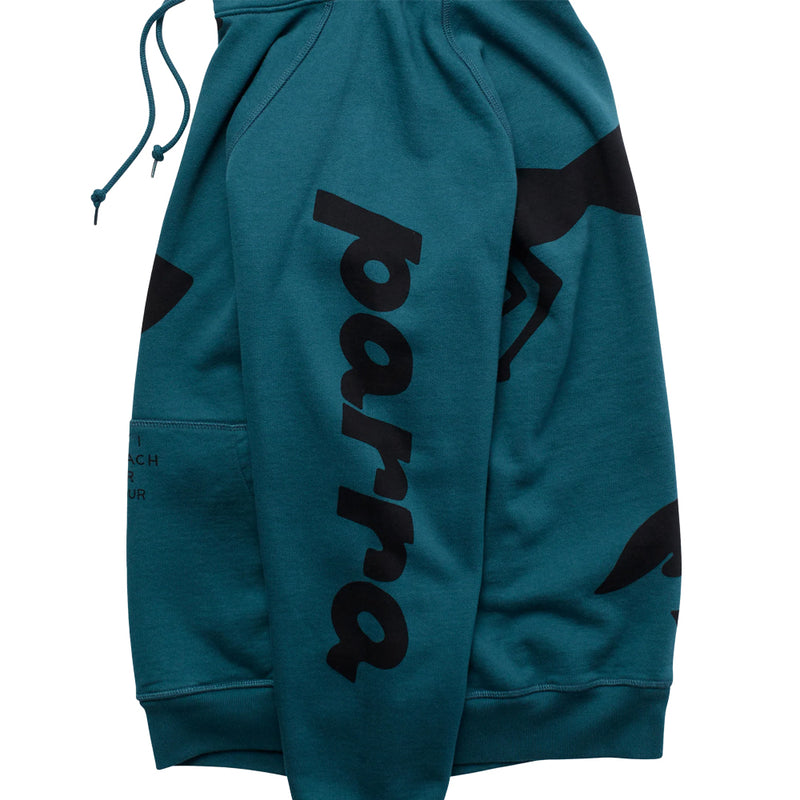 by parra 50415 clipped wings hooded sweatshirt deep sea green