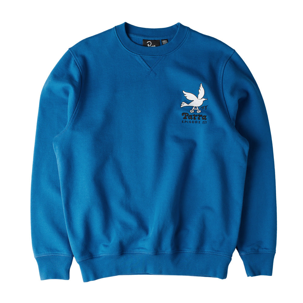 by parra 51320 wheel chested bird crew neck sweatshirt blue