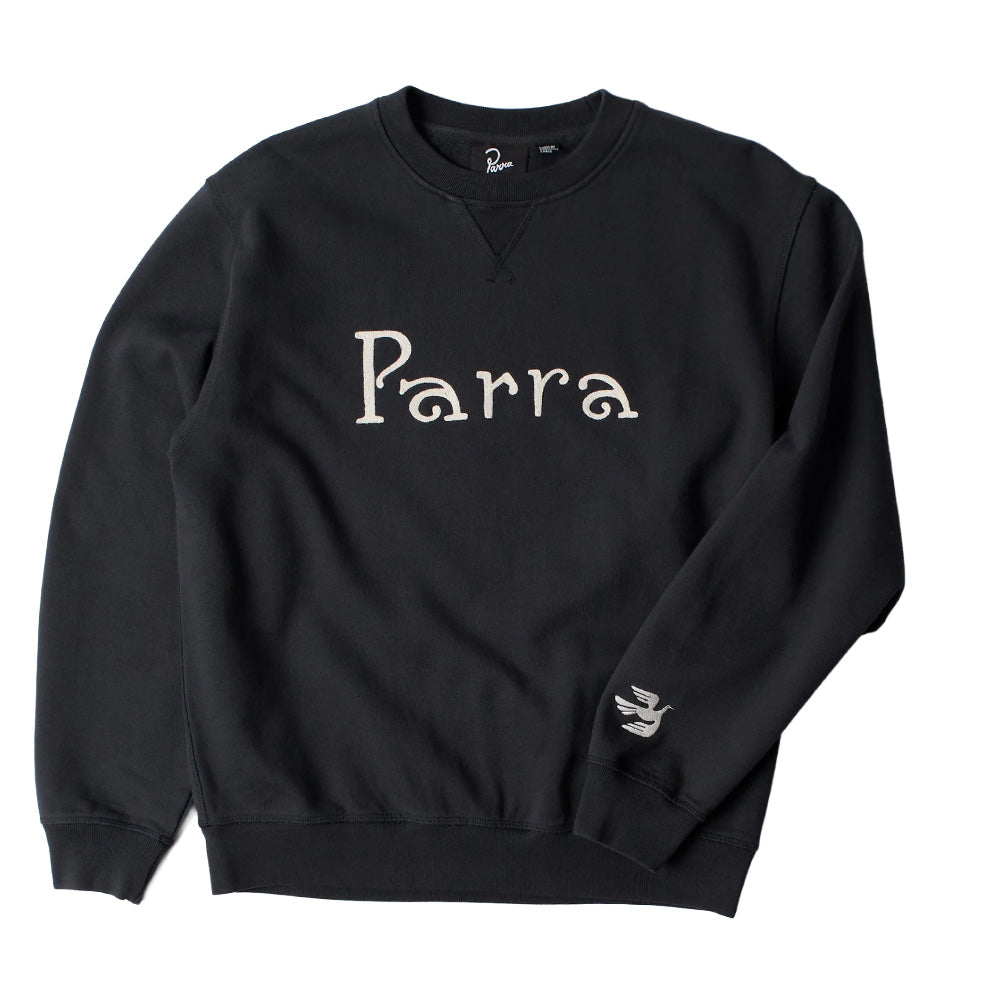by parra 54320 weird trad logo crewneck sweatshirt dark navy