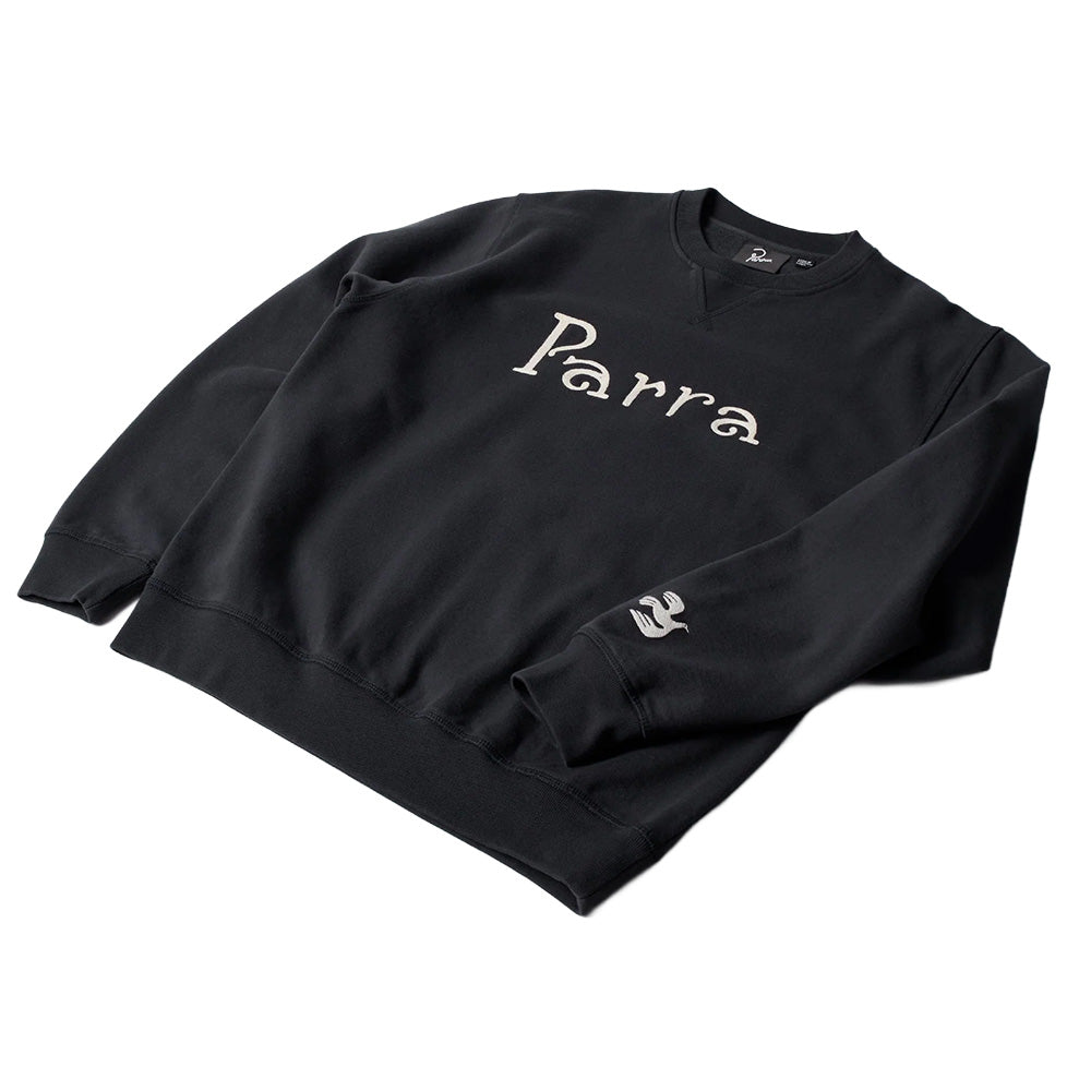by parra 54320 weird trad logo crewneck sweatshirt dark navy