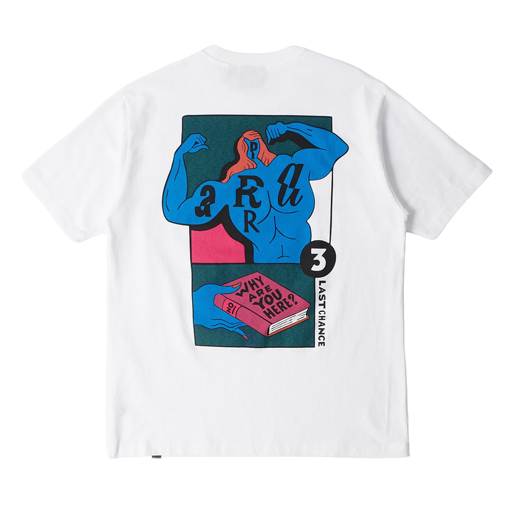 by parra 55155 why are you here t shirt white