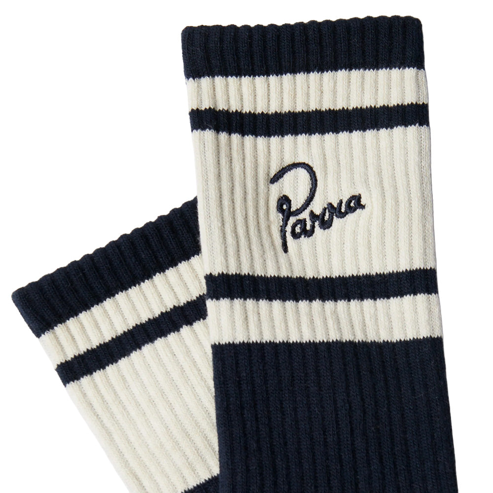 by parra 55190 signature stripe crew socks navy blue