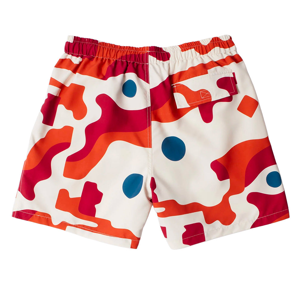 by parra abstract mountain swim shorts red
