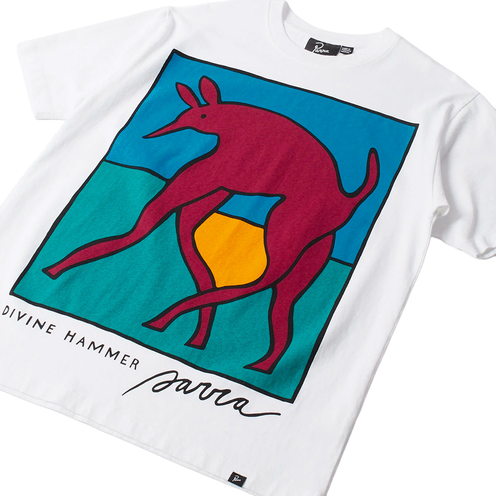 BY PARRA BEAR DOG HAMMER T-SHIRT // WHITE