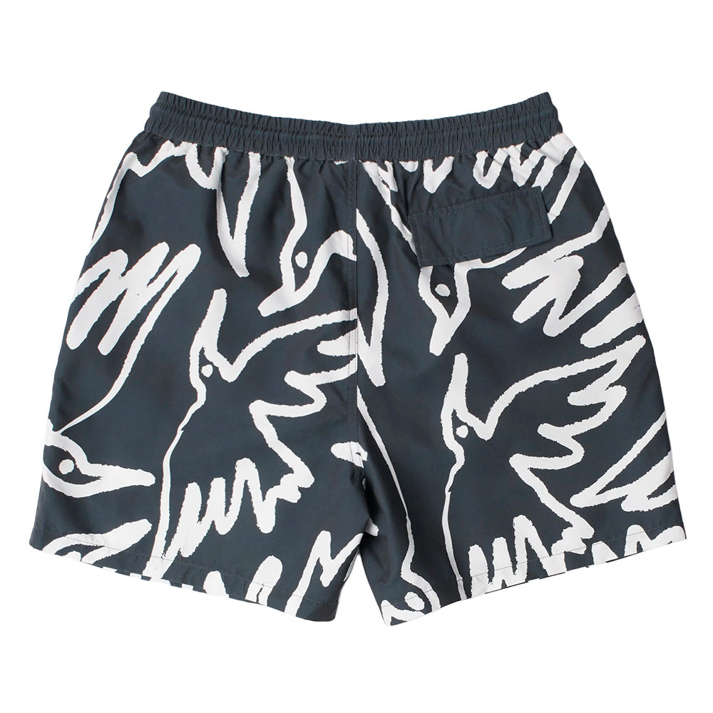 BY PARRA BY PARRA BIRDS FLY FREE SWIM SHORTS // BLACK