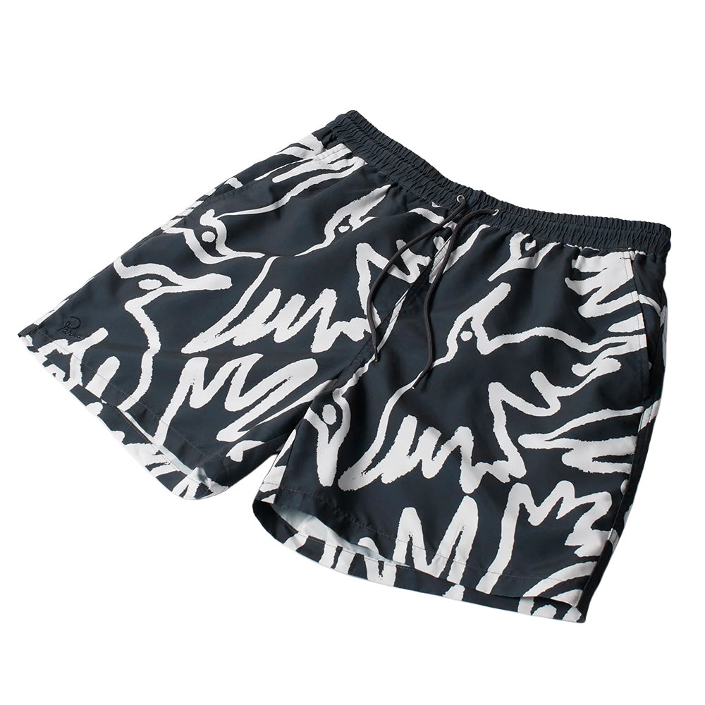 BY PARRA BY PARRA BIRDS FLY FREE SWIM SHORTS // BLACK