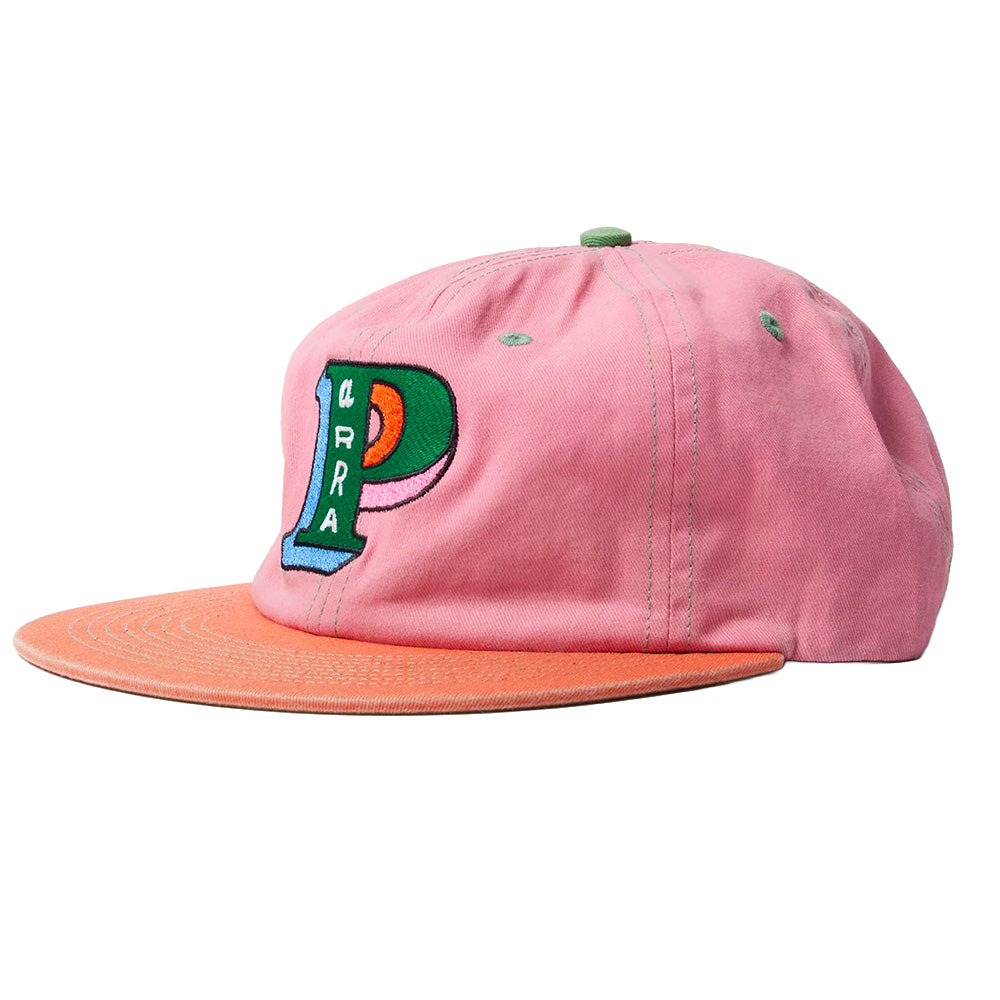 by parra slanted p 6 panel hat pink