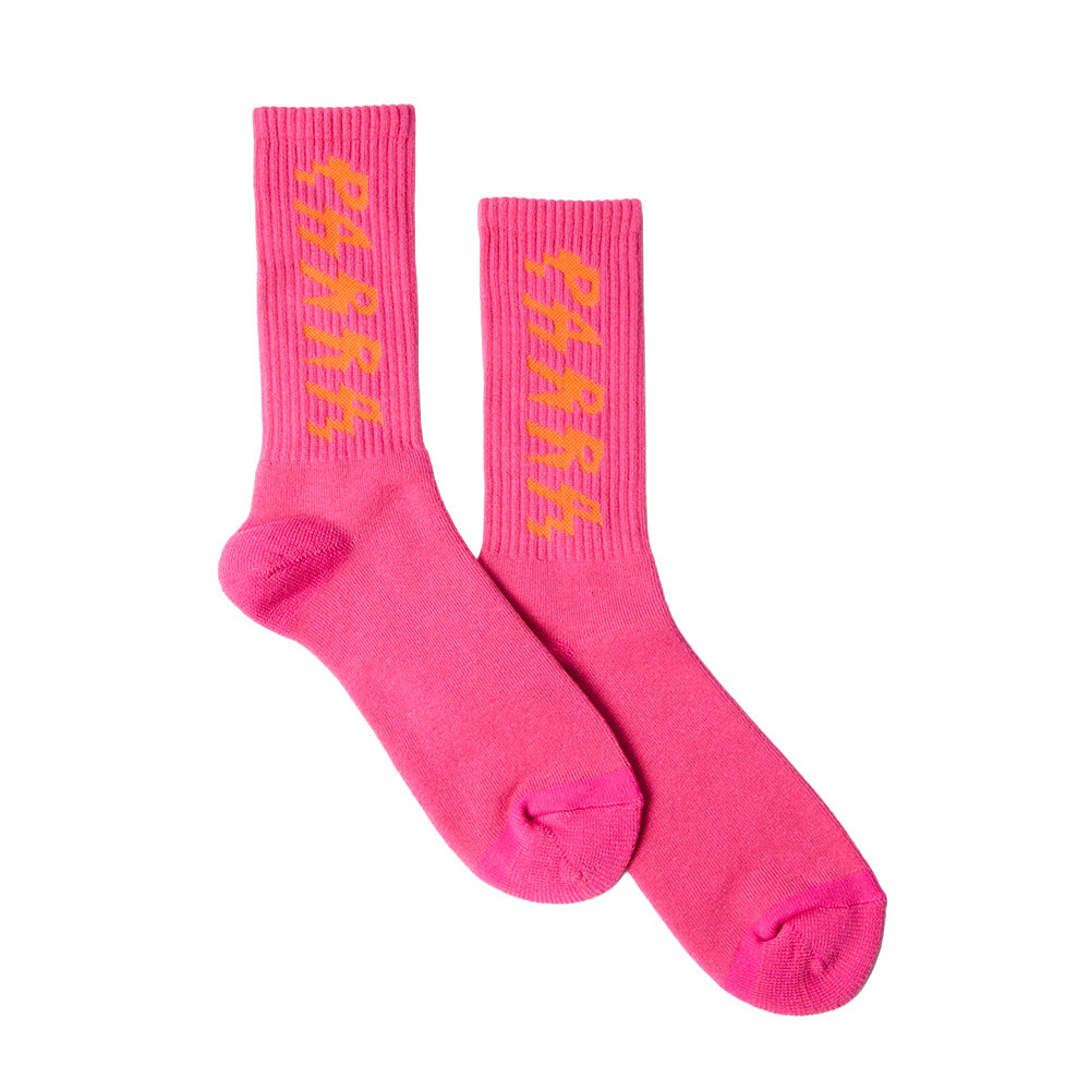 BY PARRA BY PARRA SPIKED LOGO CREW SOCKS // PINK