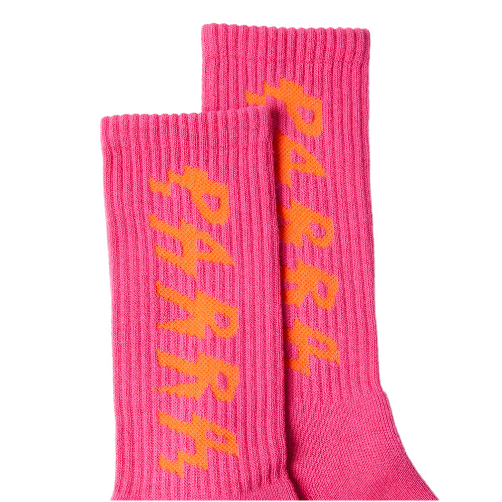 BY PARRA BY PARRA SPIKED LOGO CREW SOCKS // PINK