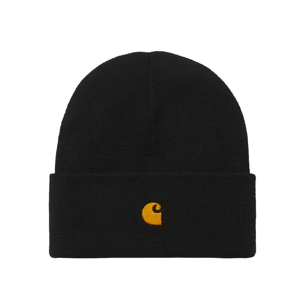 carhartt wip chase beanie black gold