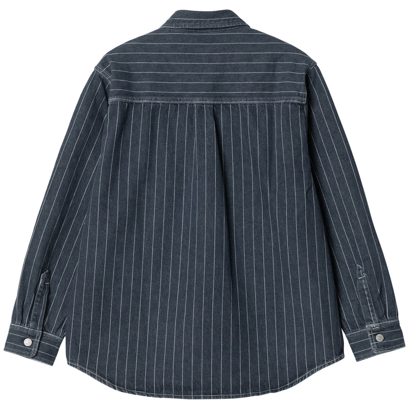 carhartt wip i033009 1xy 06 orlean shirt jacket orlean stripe, blue white stone washed