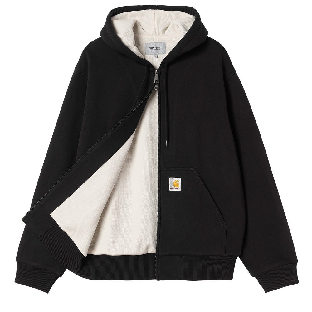 carhartt wip i035602 896 active sweat jacket black stone washed