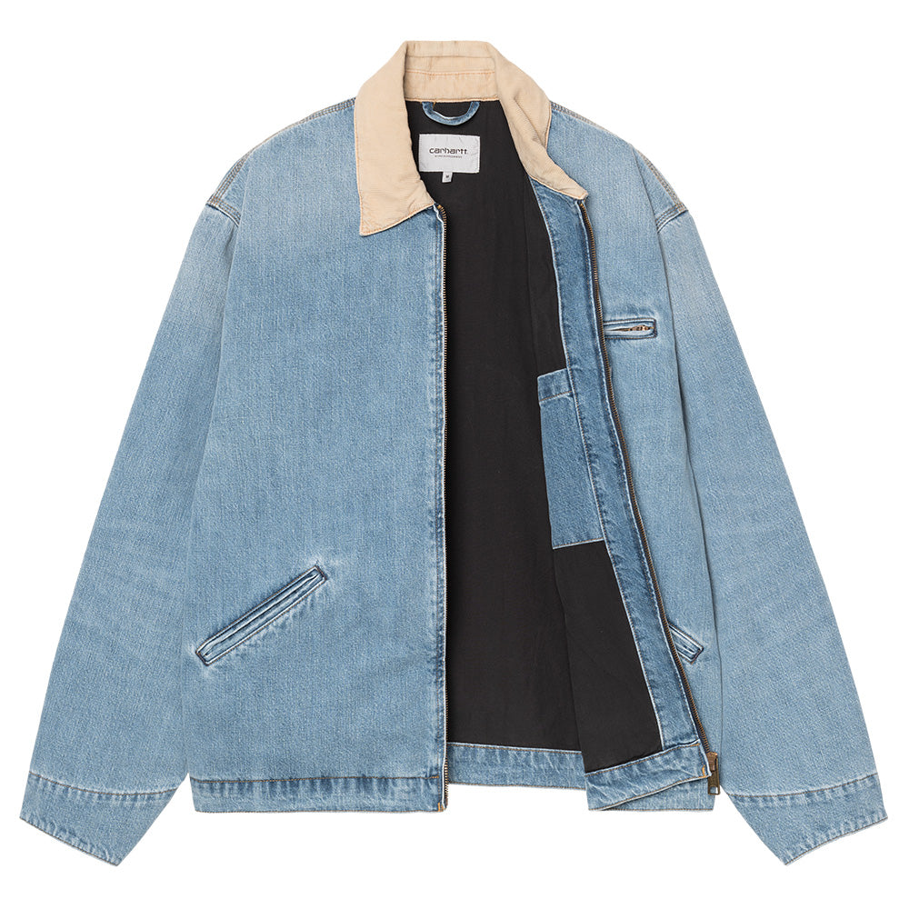 carhartt wip i036593 2xn ur og detroit jacket blue dusty h brown burst washed