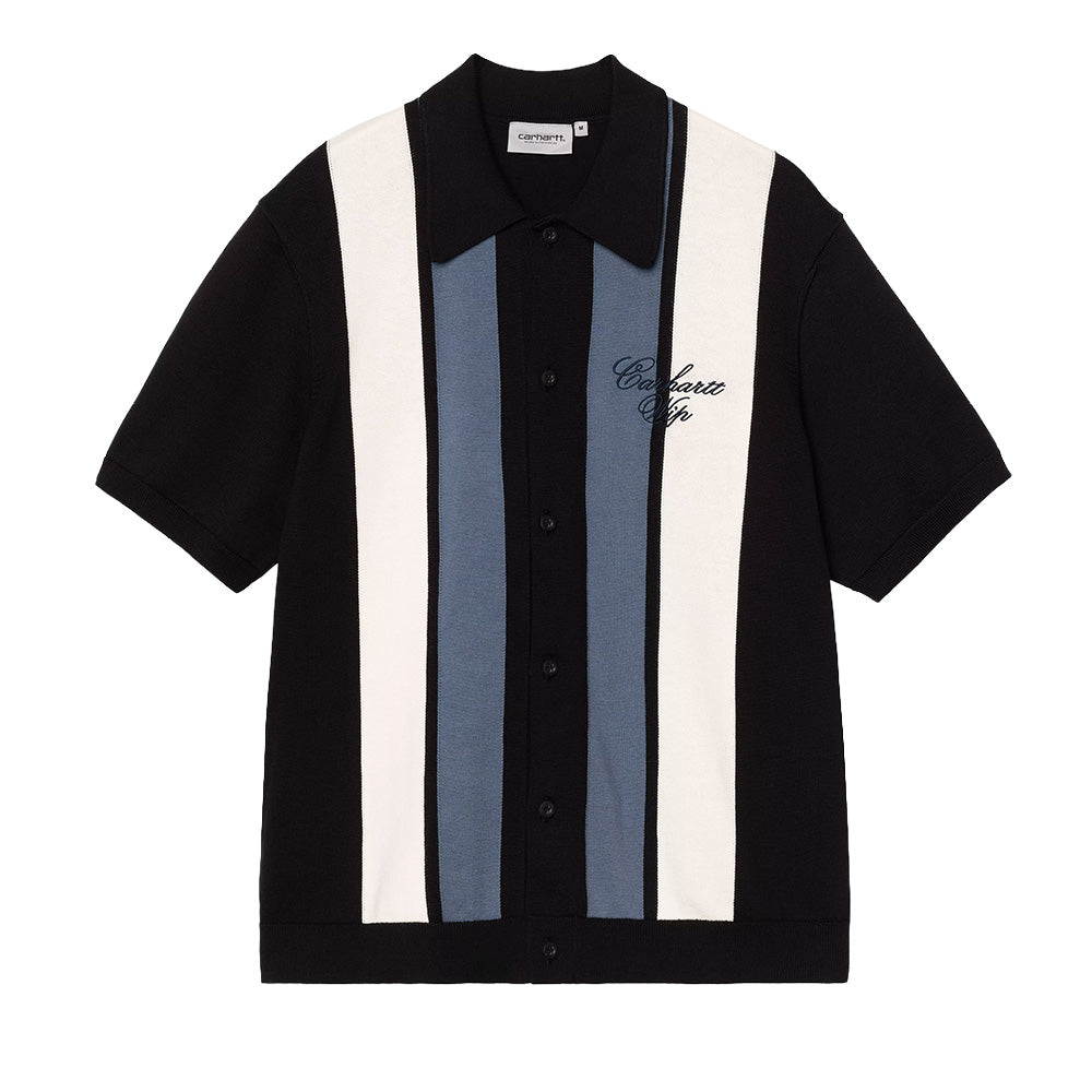 carhartt wip ss mello knit polo mello stripe black