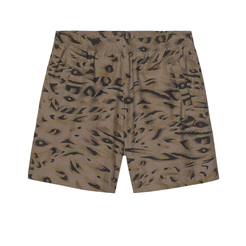carhartt wip travon short duck feather print cypress