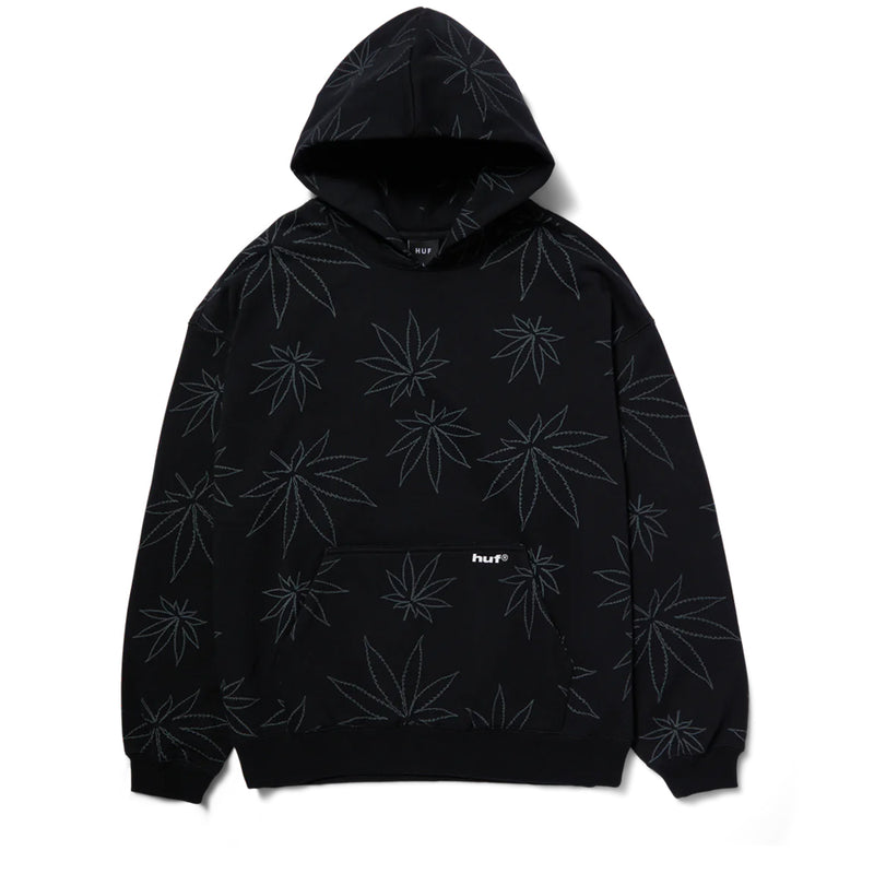 huf fl00205 plantlife fleece hoodie black