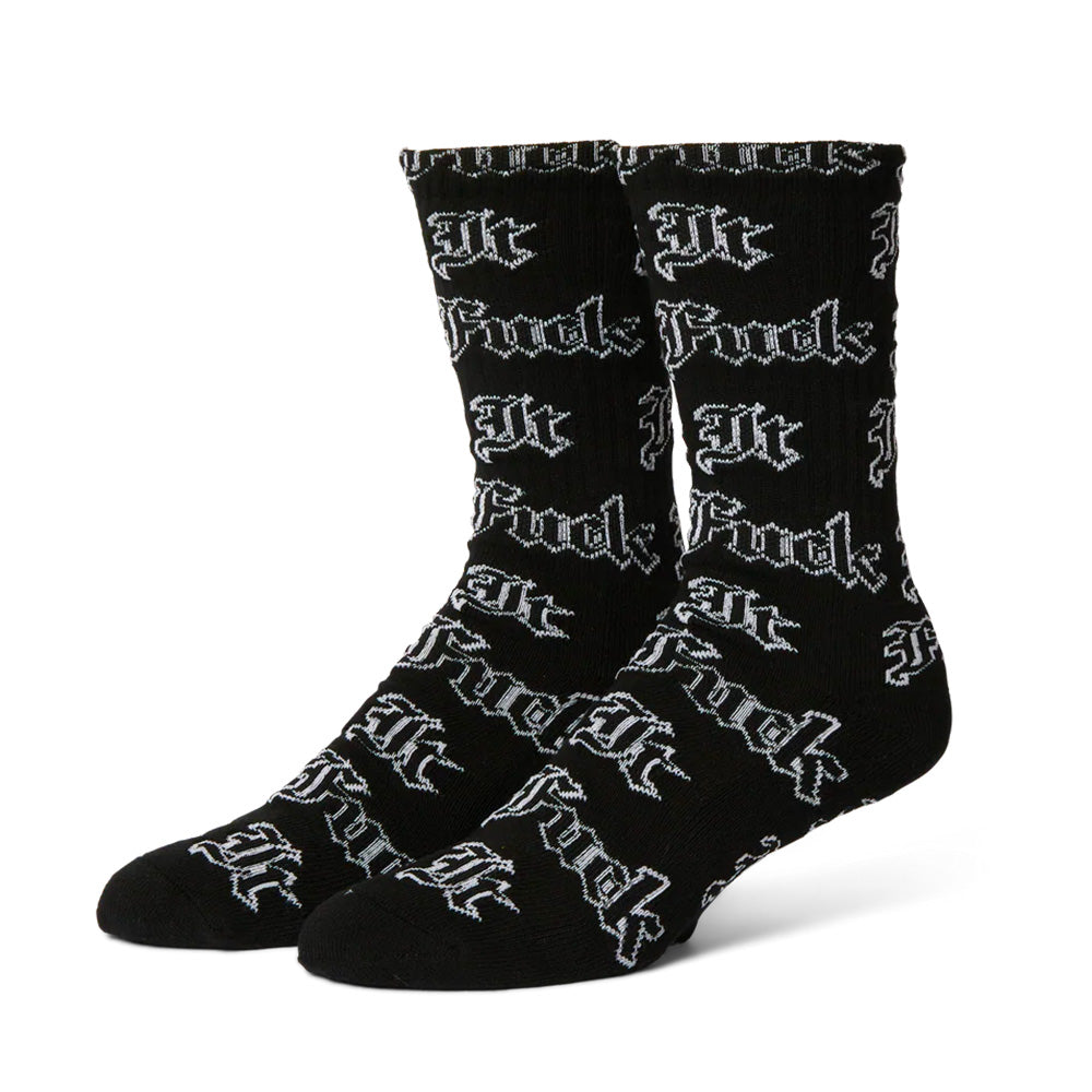 HUF HUF FUCK IT OLD ENGLISH CREW SOCK // BLACK