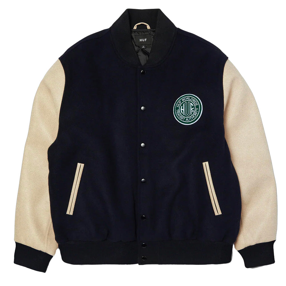 huf jk00476 global transit varsity jacket navy