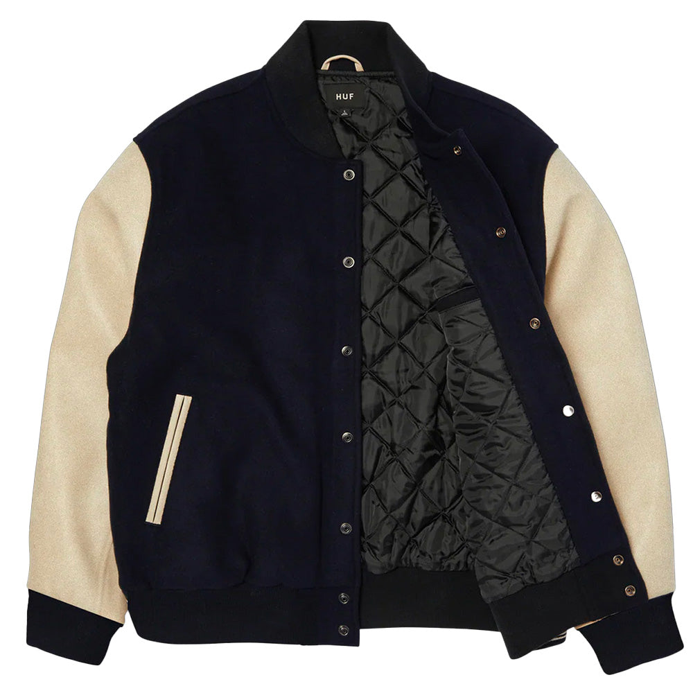 huf jk00476 global transit varsity jacket navy