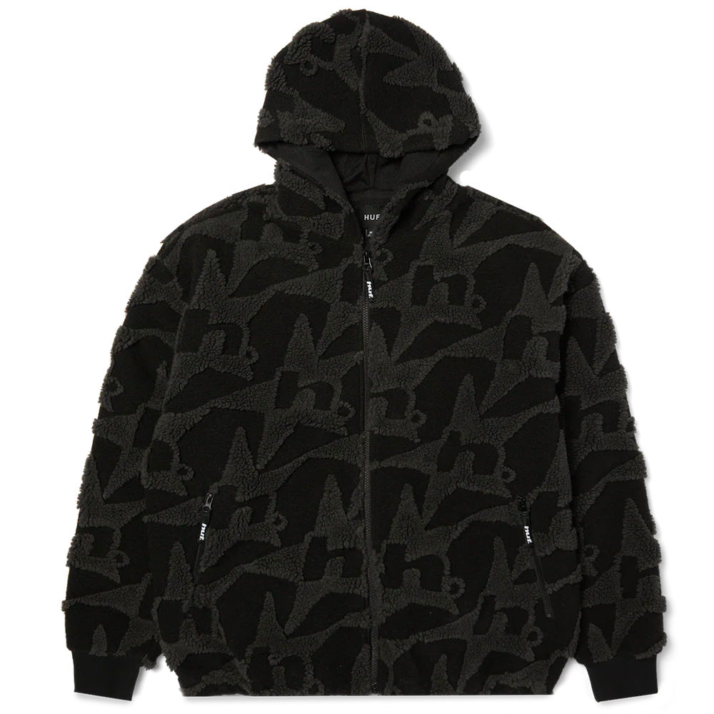 huf jk00493 h star repeat high pile jacket black