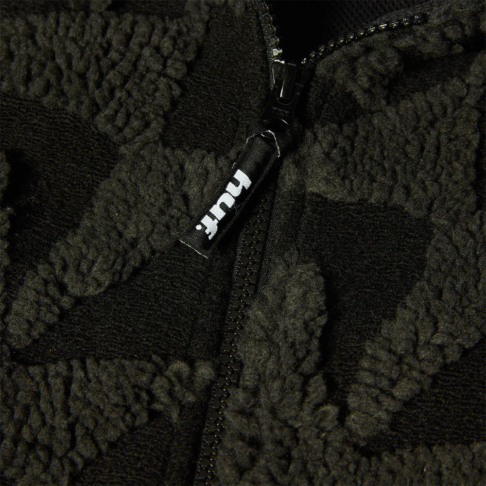 huf jk00493 h star repeat high pile jacket black