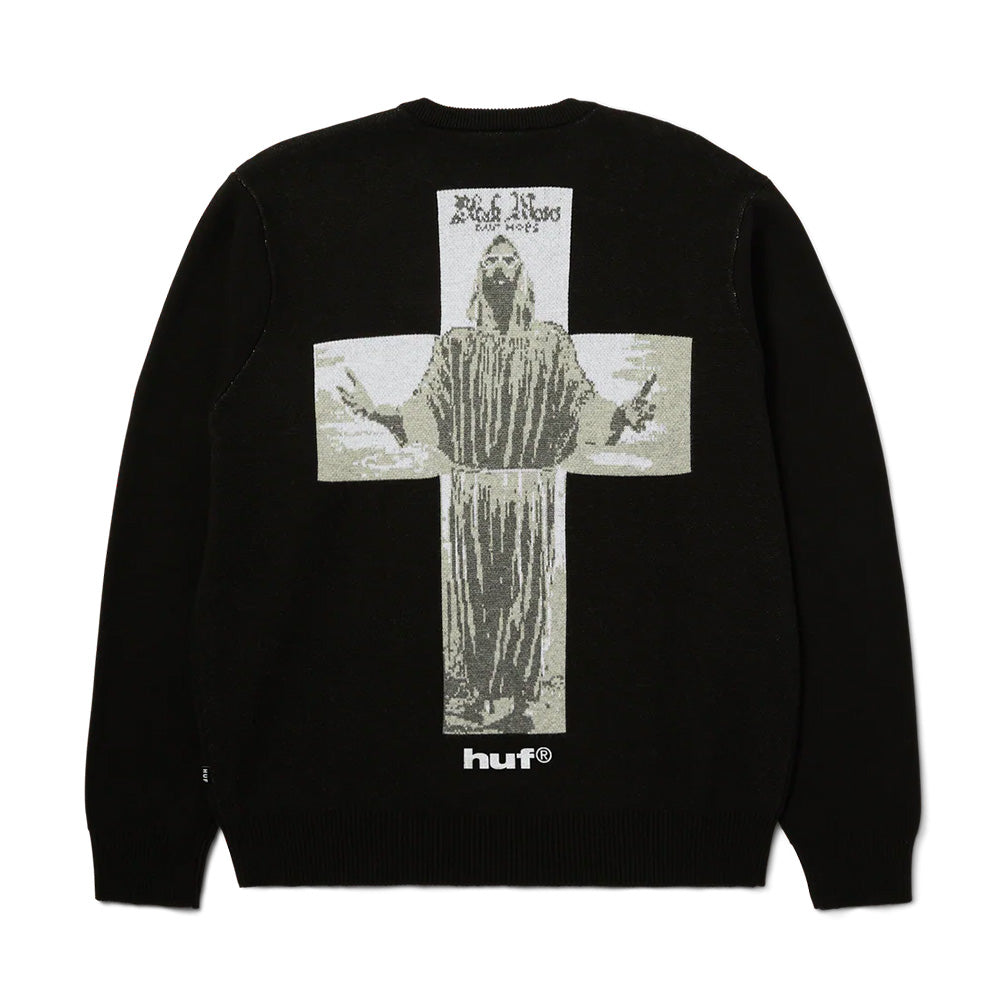 huf kn00556 black moses knit sweater black