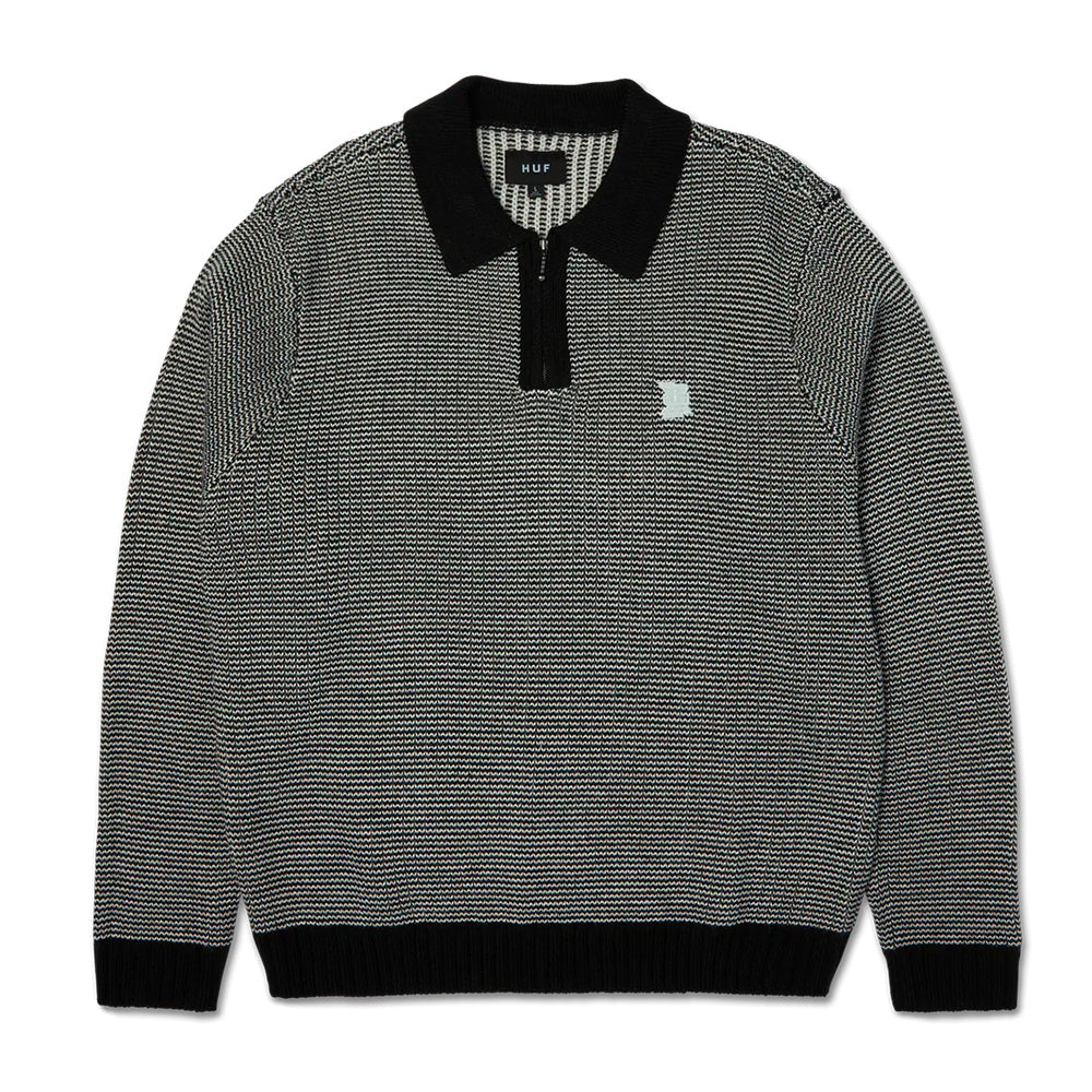 huf kn00559 megablast two tone waffle sweater blackwhite
