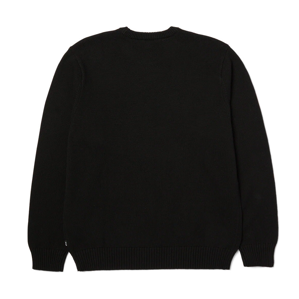 huf kn00574 gift bear intarsia sweater black