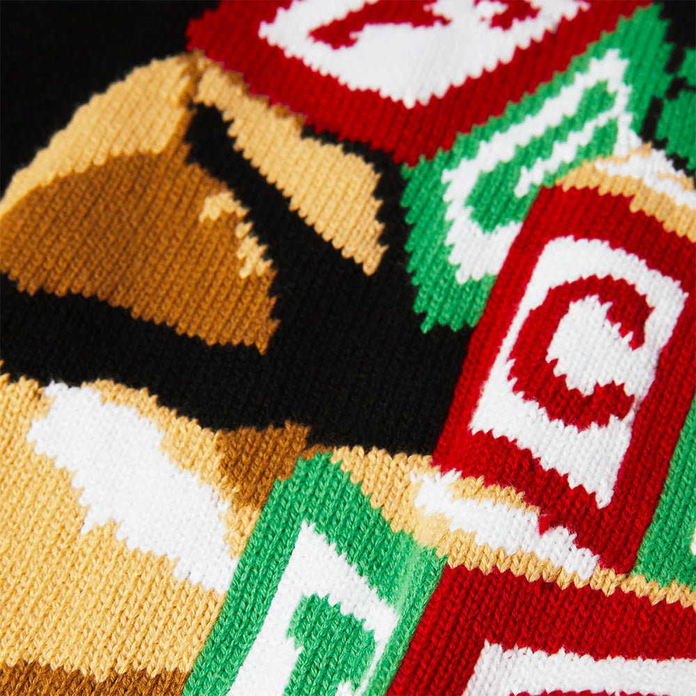 huf kn00574 gift bear intarsia sweater black