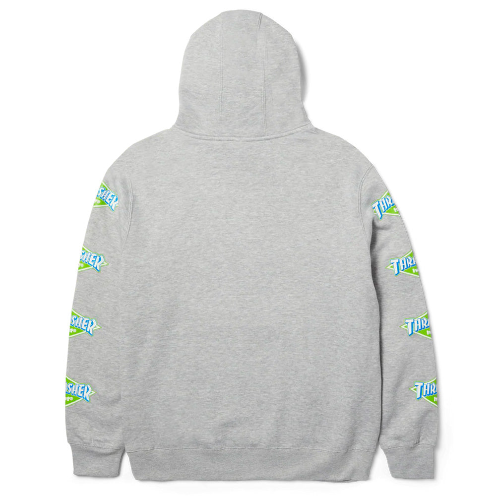 huf pf00826 logo hoodie heather grey