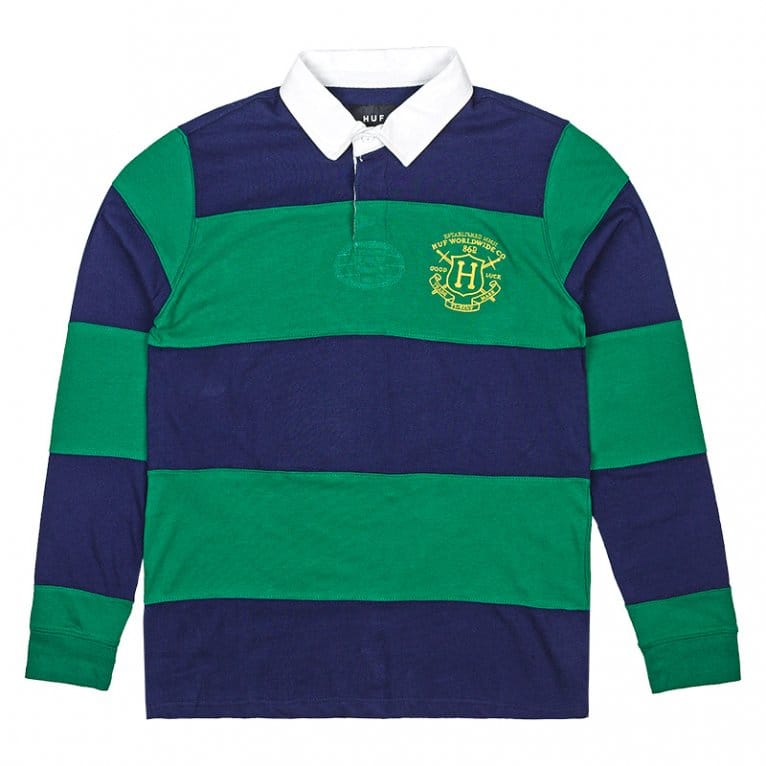 huf scholar longsleeve rugby shirt greennavy