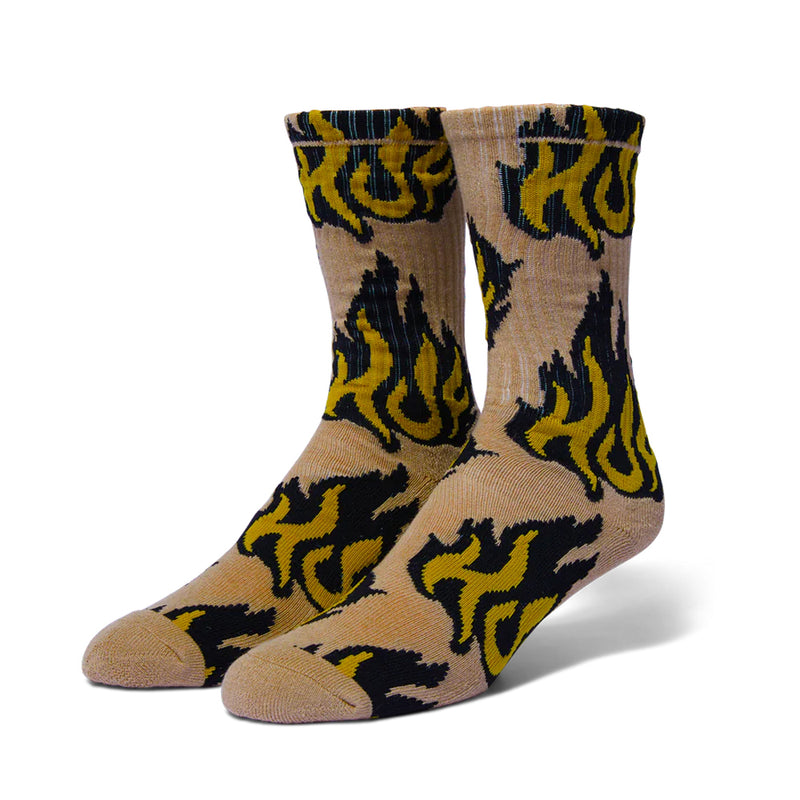 huf sk00796 flamin crew socks oatmeal