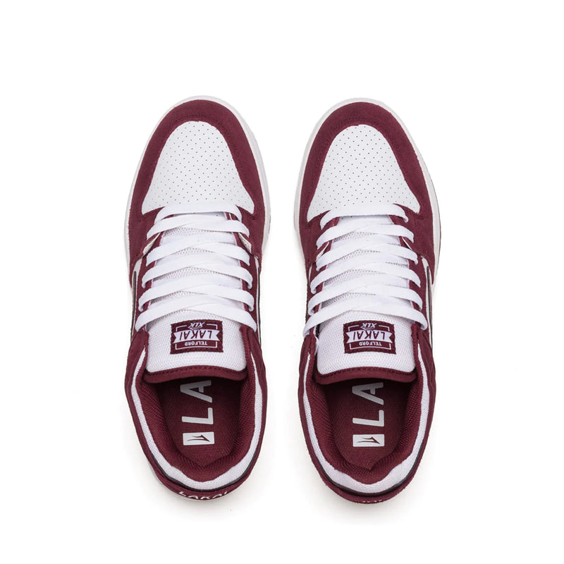 lakai ms4230262b00 telford low burgundy white suede