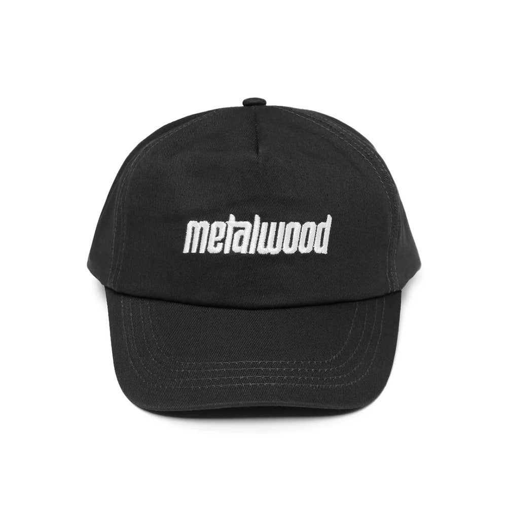 metalwood mws251 10 blk metal logo 5 panel hat black