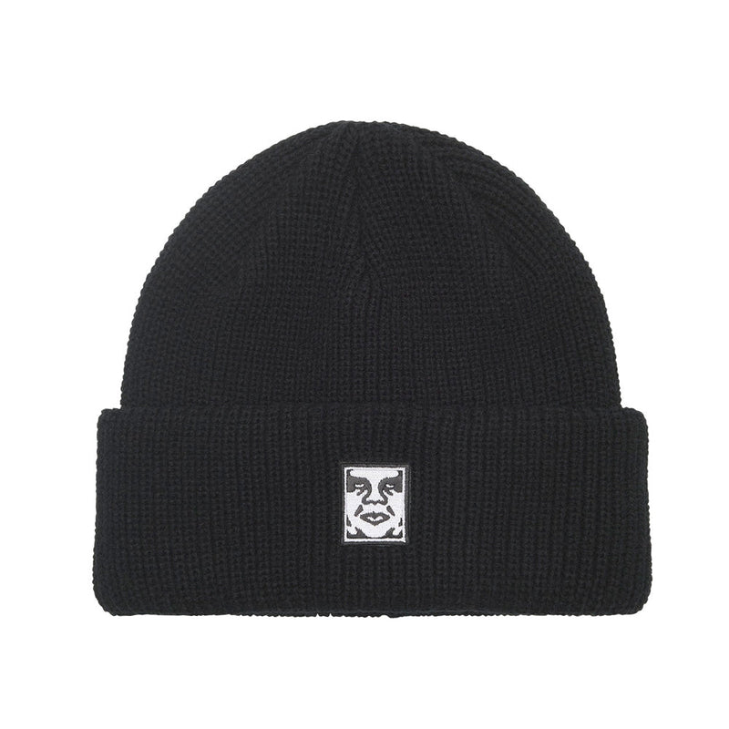 obey 100030195 mid icon patch cuff beanie black
