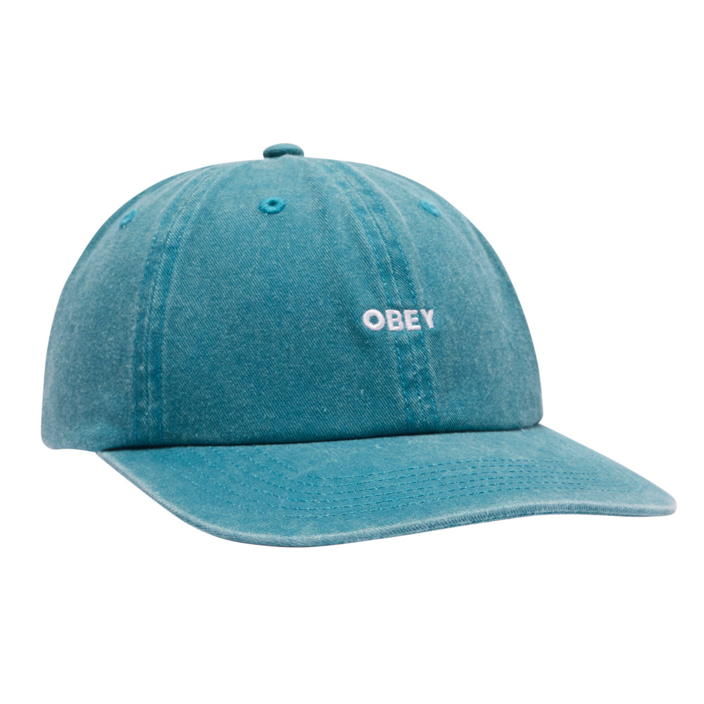 obey 100580367 pigment lowercase 6 panel strapback pigment teal