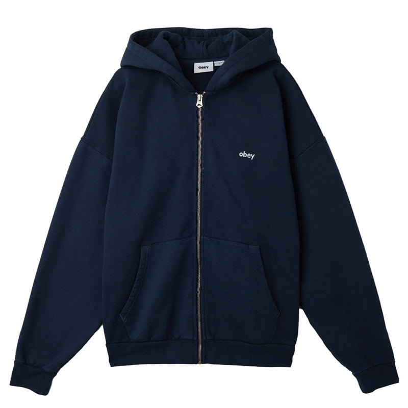 obey 112460019 lowercase pigment zip hood pigment academy navy
