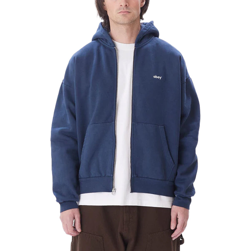 obey 112460019 lowercase pigment zip hood pigment academy navy