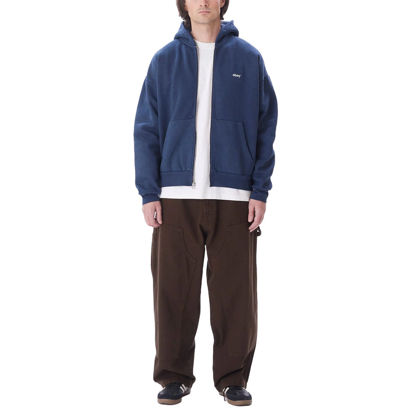 obey 112460019 lowercase pigment zip hood pigment academy navy