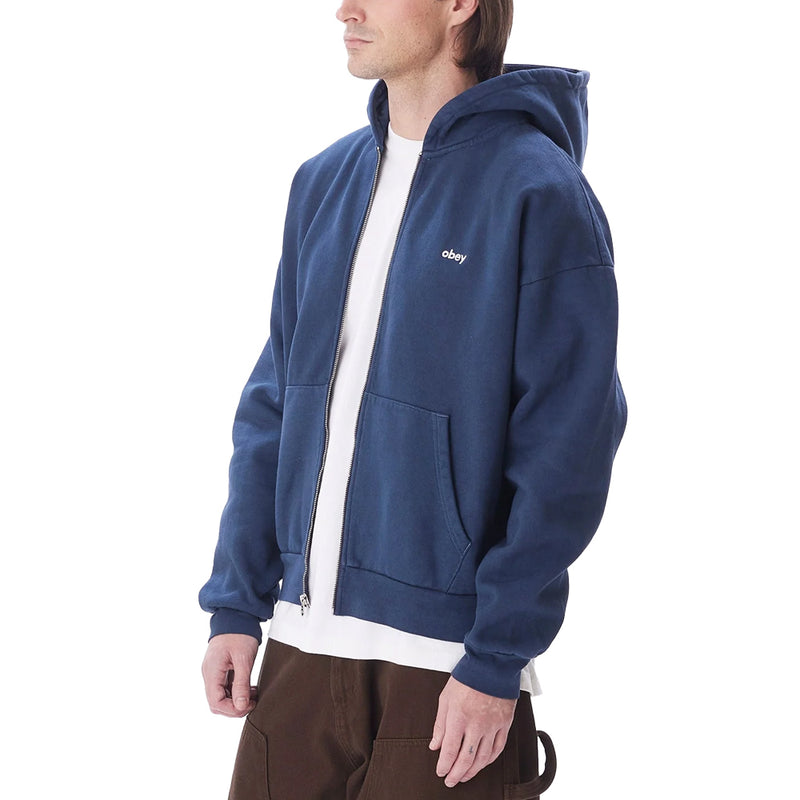 obey 112460019 lowercase pigment zip hood pigment academy navy