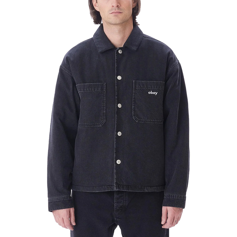 obey 121160049 painters denim jacket faded black