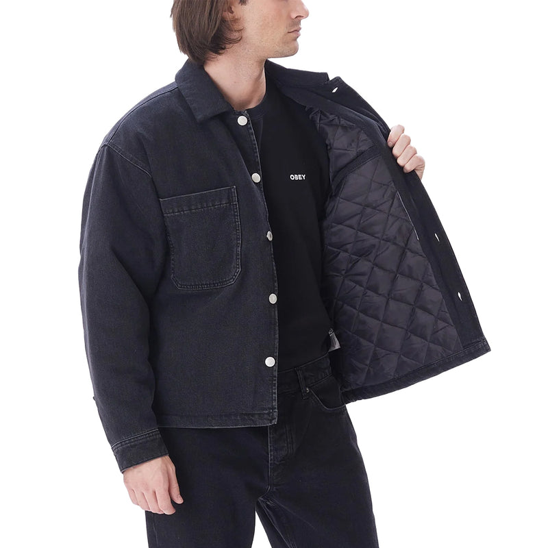 obey 121160049 painters denim jacket faded black