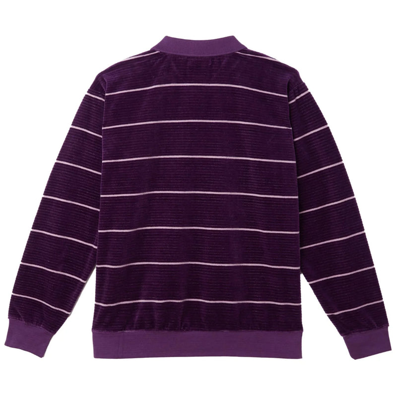 obey 131040050 astoria velour stripe polo ls winberry multi