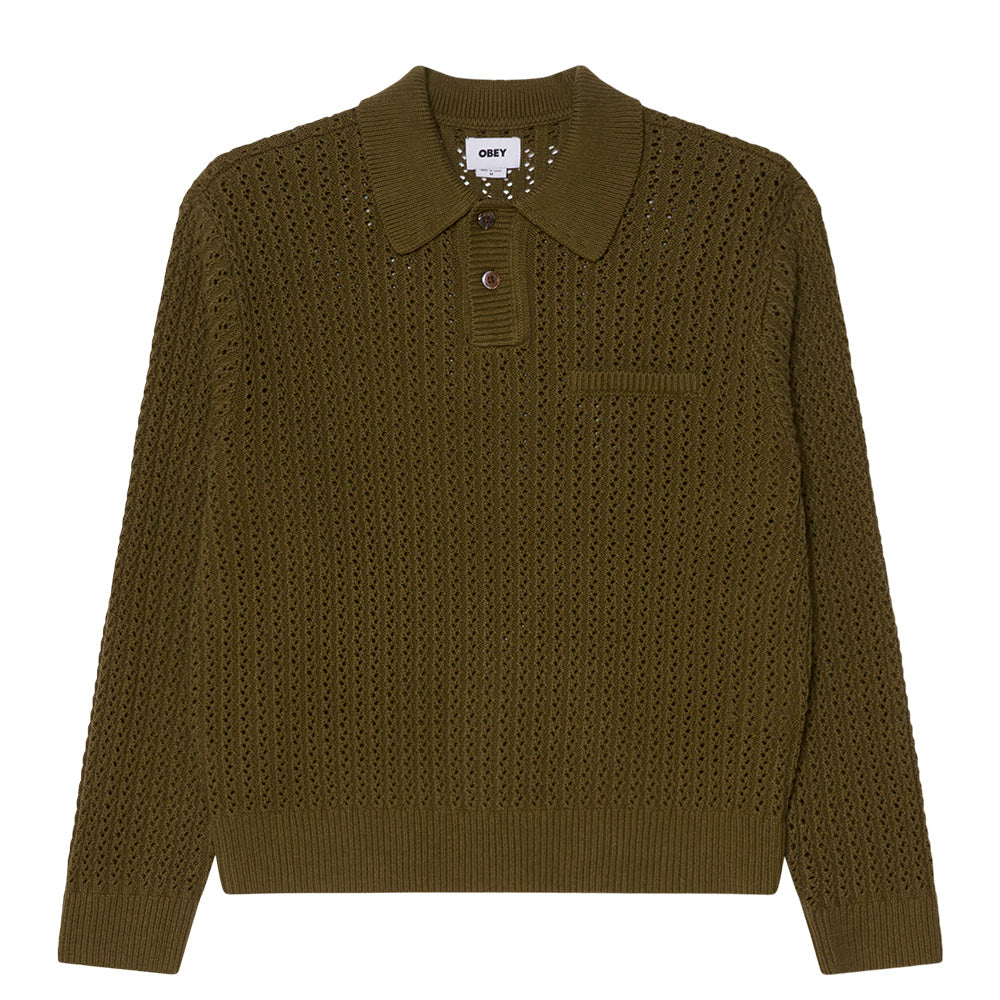 obey 151000112 duane polo sweater tea leaf