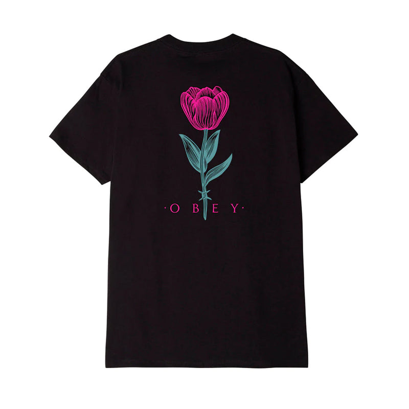 obey 165263591 obey barbwire flower tee black