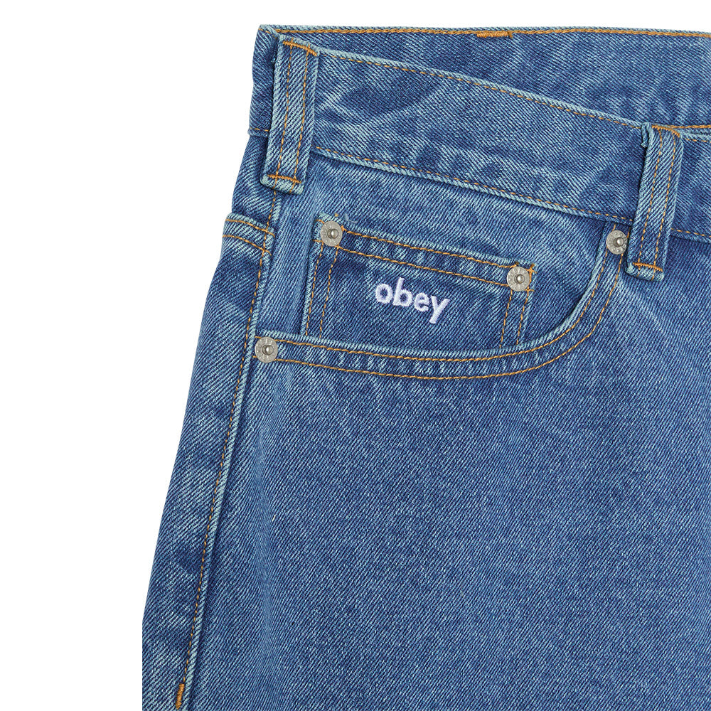 obey 172100107 bigwig baggy denim short light indigo