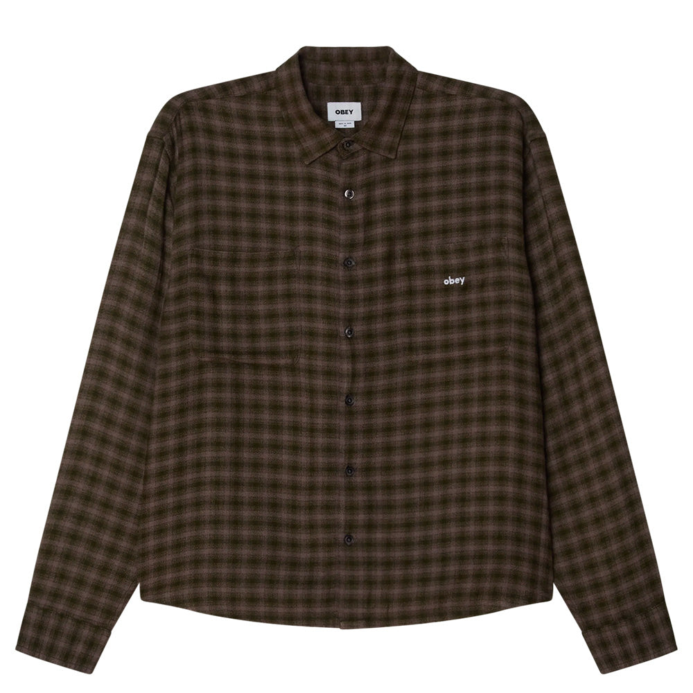 obey 181200416 clarence ls woven shirt kombu green