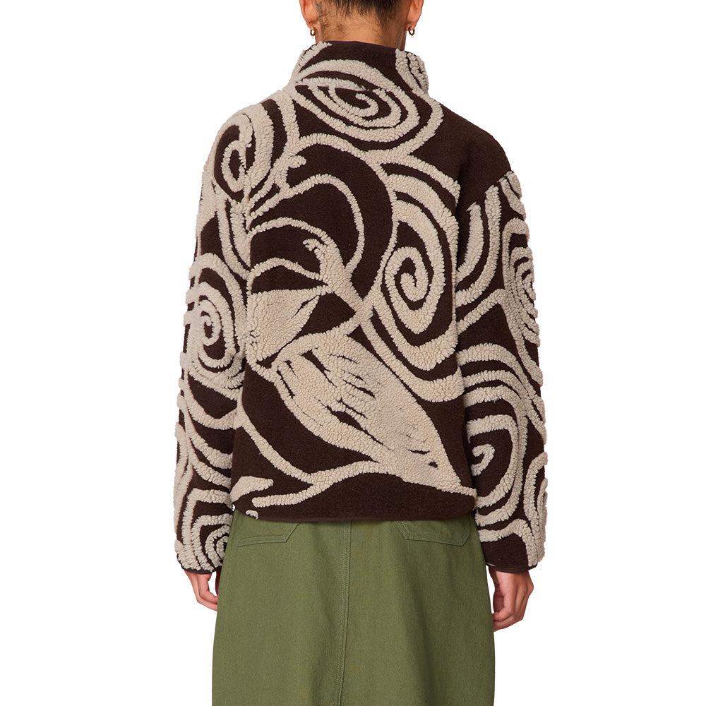 obey 221800445 swirls jacquard zip jacket brown multi